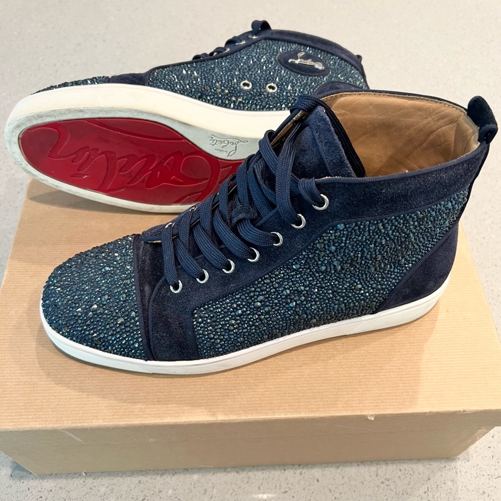 Men’s rhinestone high tops navy blue size EU 43
